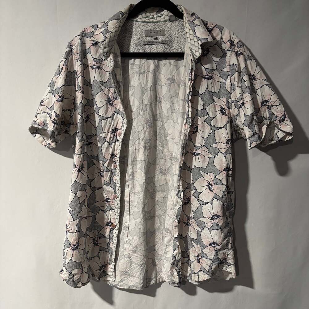 Ted Baker London Floral Print Short Sleeve Button Down Shirt